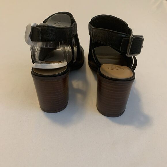 Franco Sarto Harlet Sandal Booties Peep Toe Heels Leather Black NIB - Size 6.5 - Picture 4 of 10